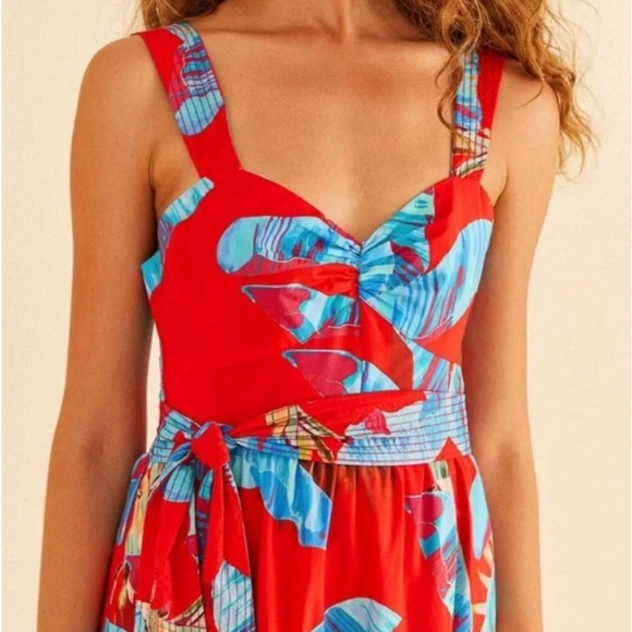 Farm Rio Sweet Jungle Red Midi Dress - Picture 8 of 9